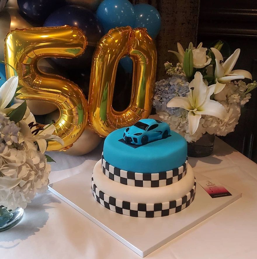 The Corvette on the top is totally edible and handmade